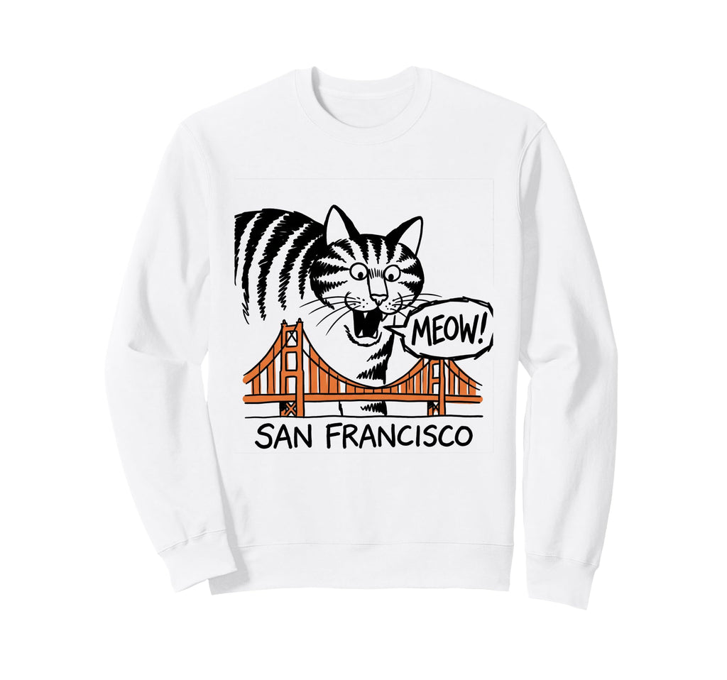 San Francisco Cat Golden Gates Sweatshirt - Unique Graphic Men Women - T-Shirt, Sweatshirt, Hoodie