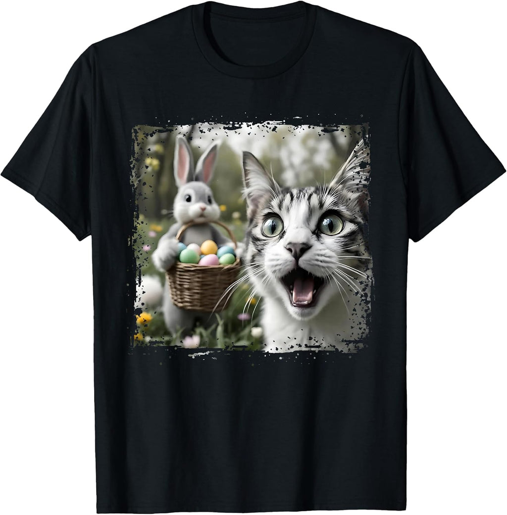 Cat Selfie with Easter Bunny Funny Easter Tee Unisex T-shirt, Sweatshirt, Hoodie, Long Sleeve Tee - T-Shirt, Sweatshirt, Hoodie