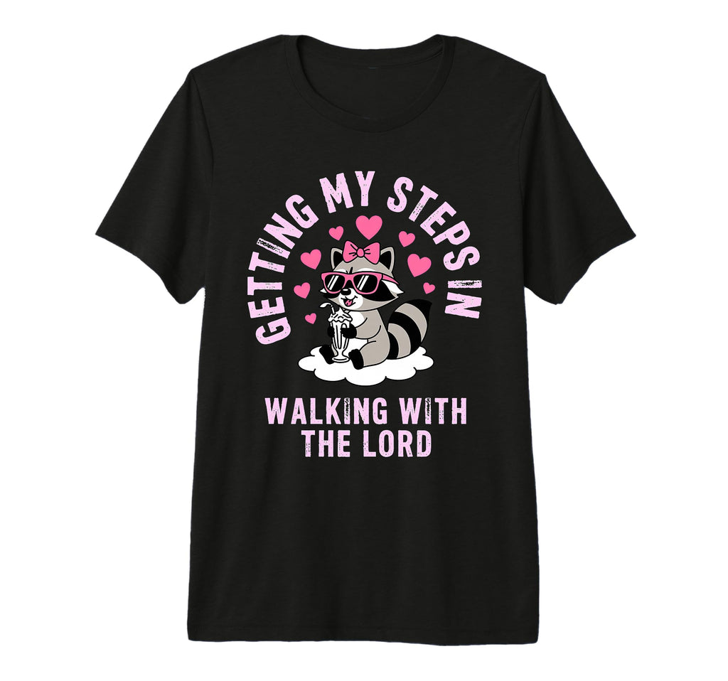 Getting My Steps Walking Lord Raccoon Tri T-Shirt - Trendy Graphic Unisex - T-Shirt, Sweatshirt, Hoodie