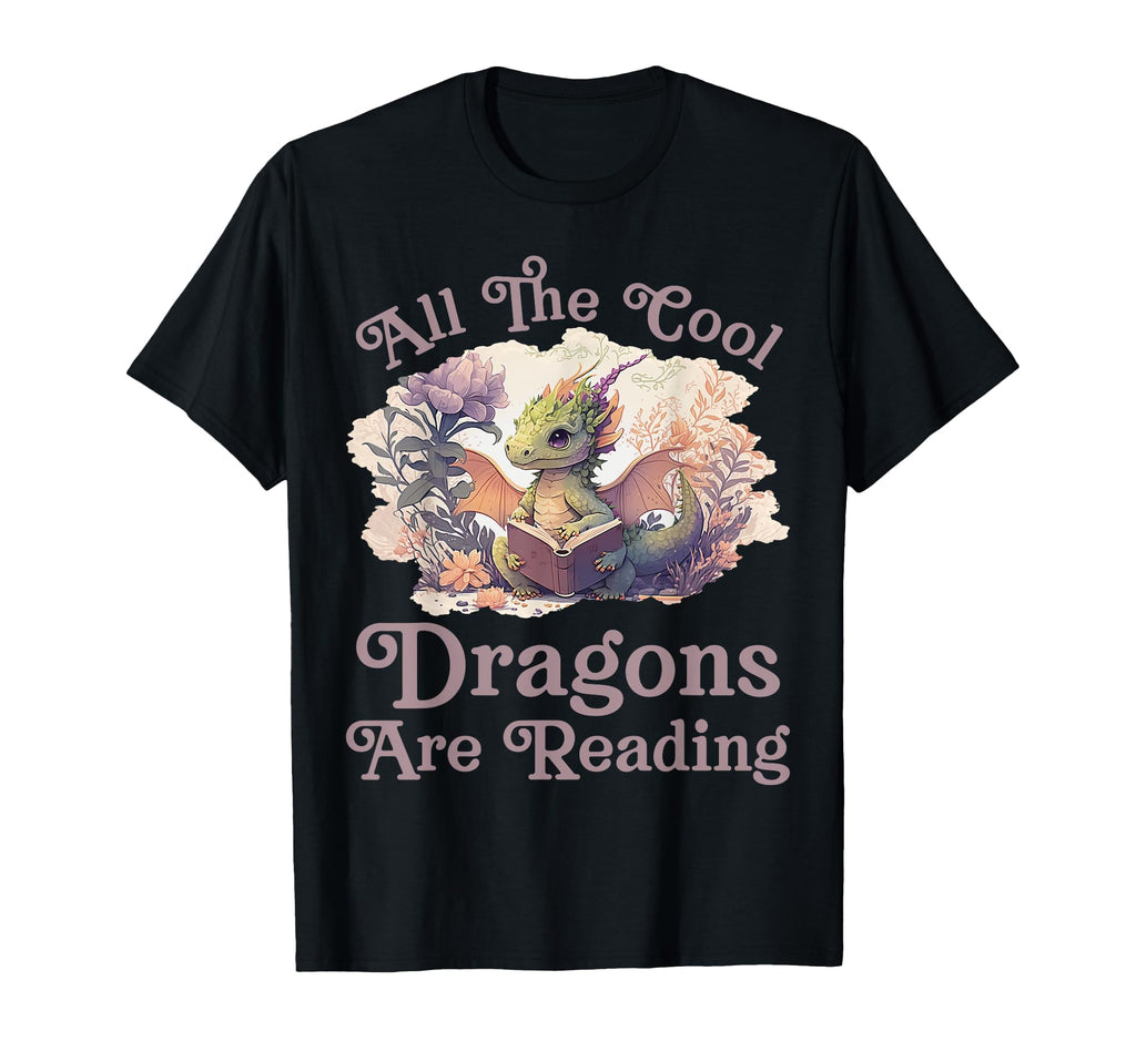All Dragons Are Reading Dragon Teacher T-Shirt - Graphic Print for Adults - T-Shirt, Sweatshirt, Hoodie