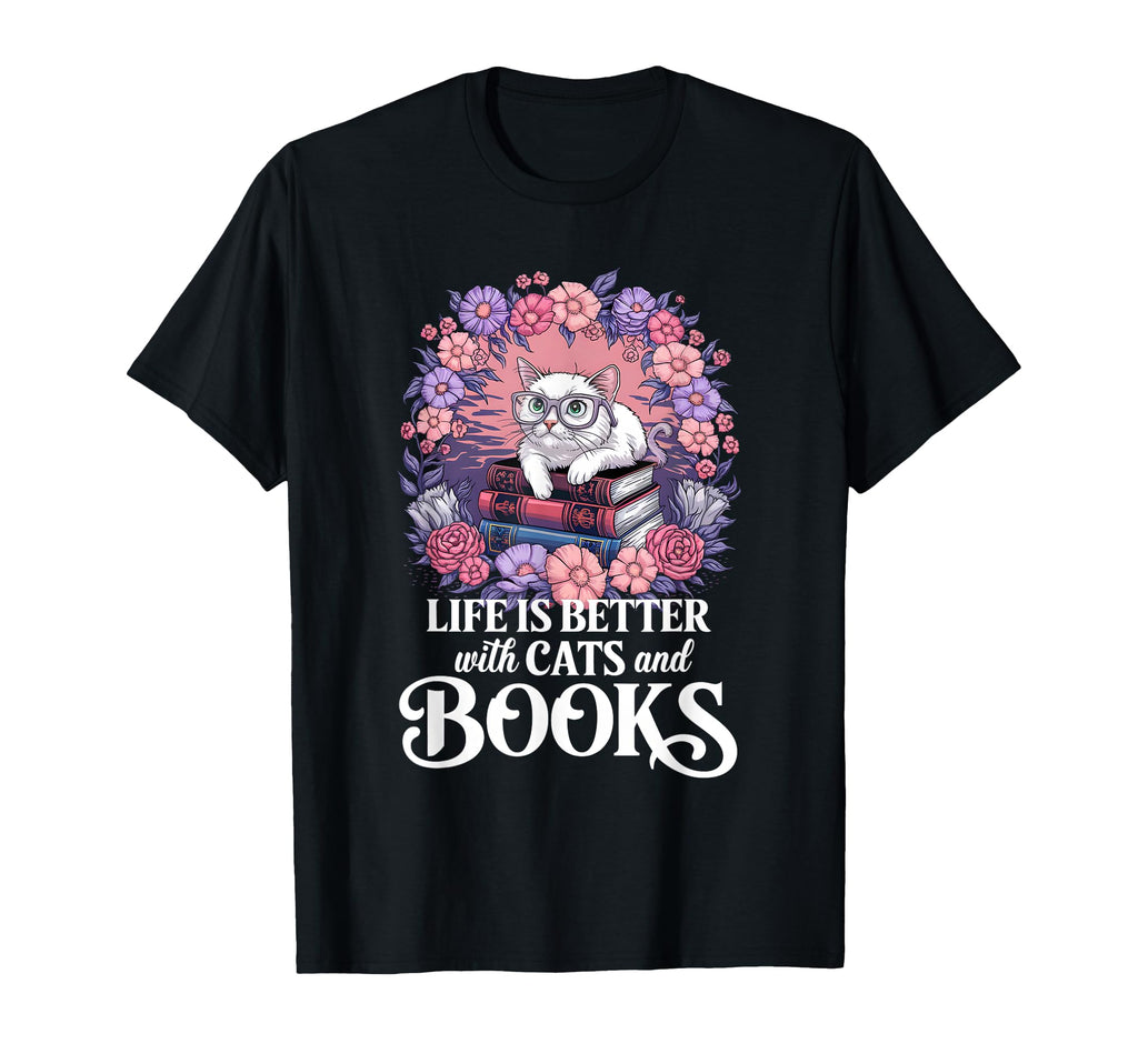 Books Cats Lover Reading Librarian T-Shirt - Fun Novelty Design Unisex - T-Shirt, Sweatshirt, Hoodie