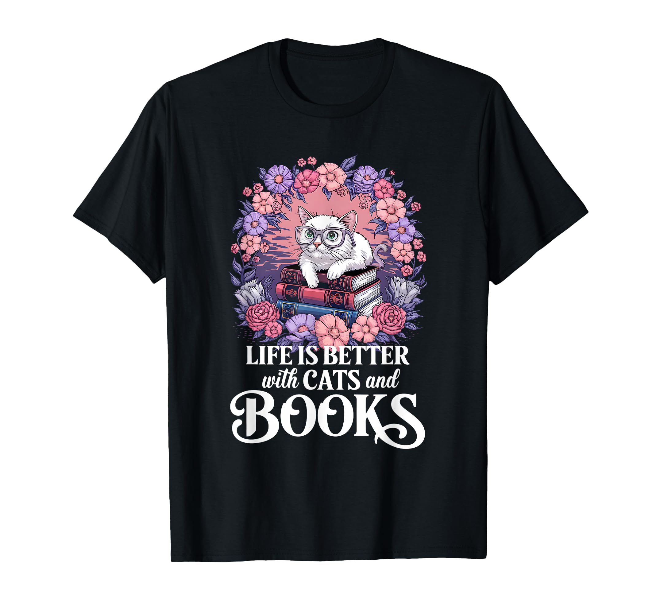 Books Cats Lover Reading Librarian T-Shirt - Fun Novelty Design Unisex - T-Shirt, Sweatshirt, Hoodie