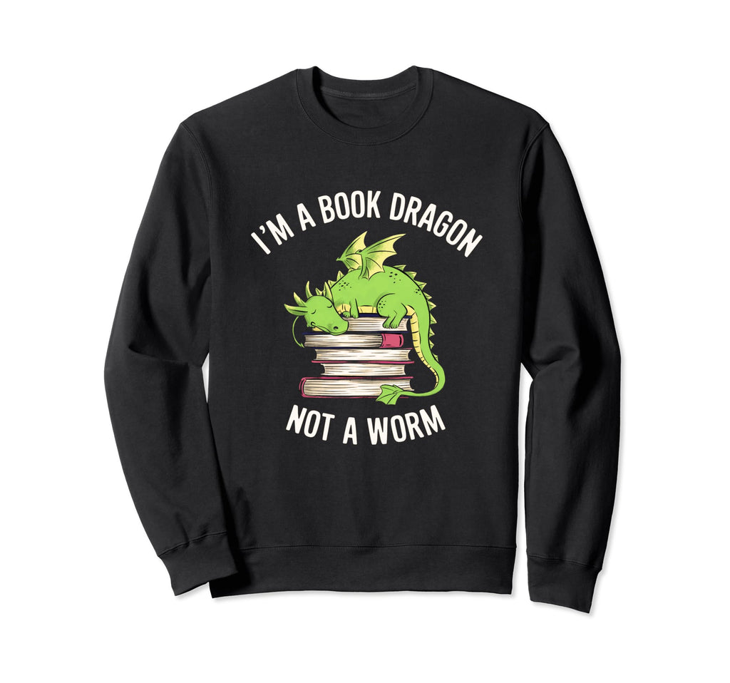 Im Book Dragon Not Worm Funny Sweatshirt - Minimalist Print Men Women - T-Shirt, Sweatshirt, Hoodie