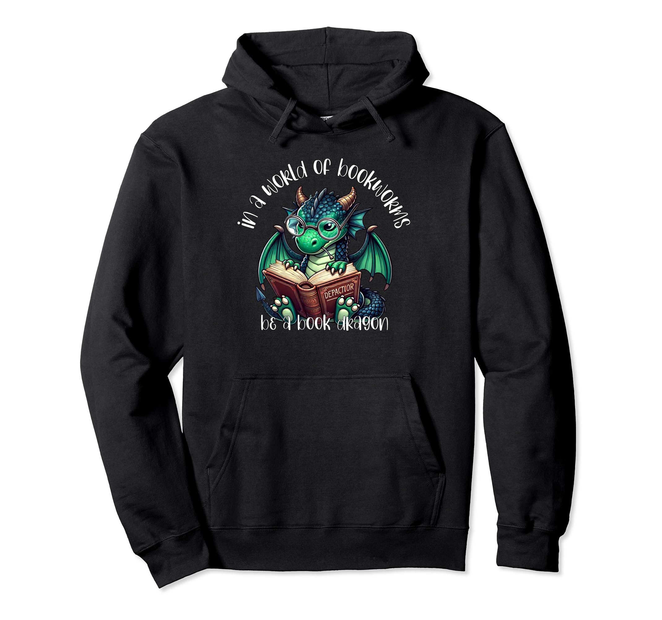 Dragon World Bookworms Be Book Dragon Hoodie - Minimalist Print for Adults - T-Shirt, Sweatshirt, Hoodie