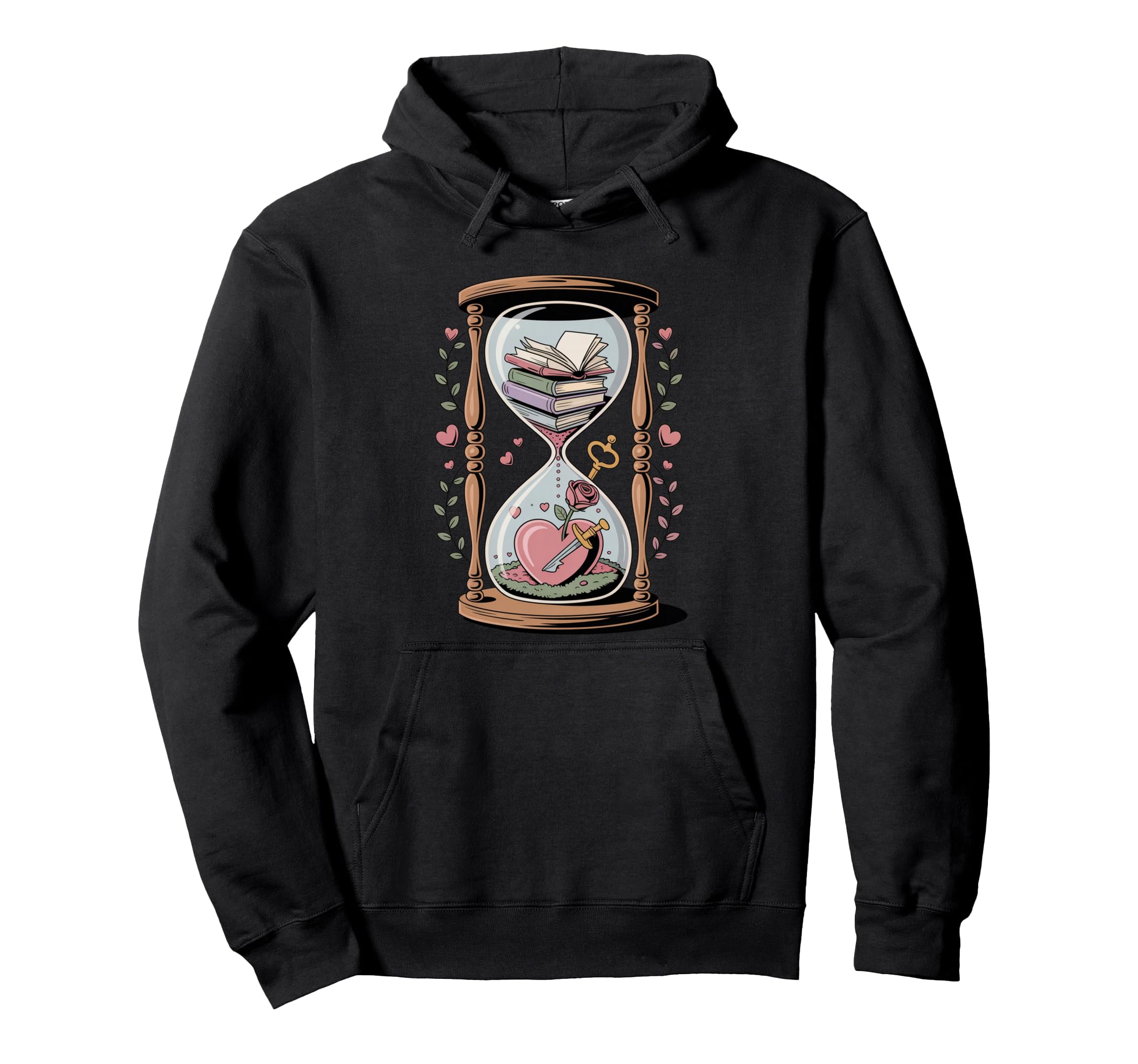 Bookish Hourglass Book Lover Hoodie - Graphic Print Men Women - T-Shirt, Sweatshirt, Hoodie