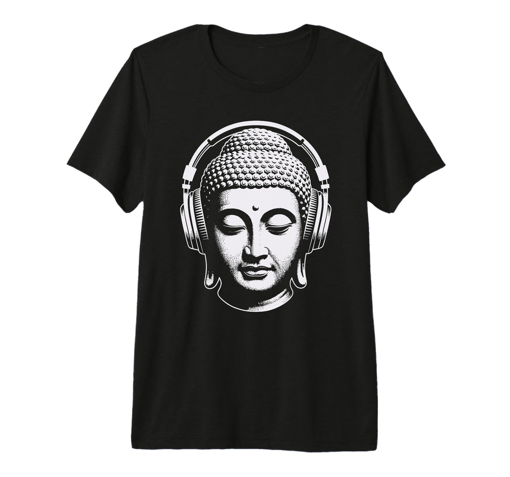 Buddha Headphones Mindfulness Music Boho T-Shirt - Graphic Print Unisex - T-Shirt, Sweatshirt, Hoodie