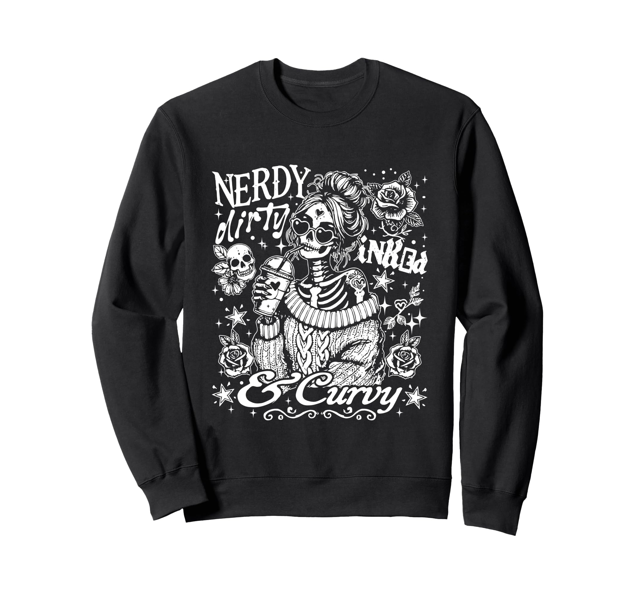 Nerdy Dirty Inked And Curvy Sweatshirt - Fun Novelty Design for Adults - T-Shirt, Sweatshirt, Hoodie