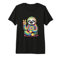 Psychedelic Sloth Peace Sign Meditation T-Shirt - Minimalist Print Unisex - T-Shirt, Sweatshirt, Hoodie