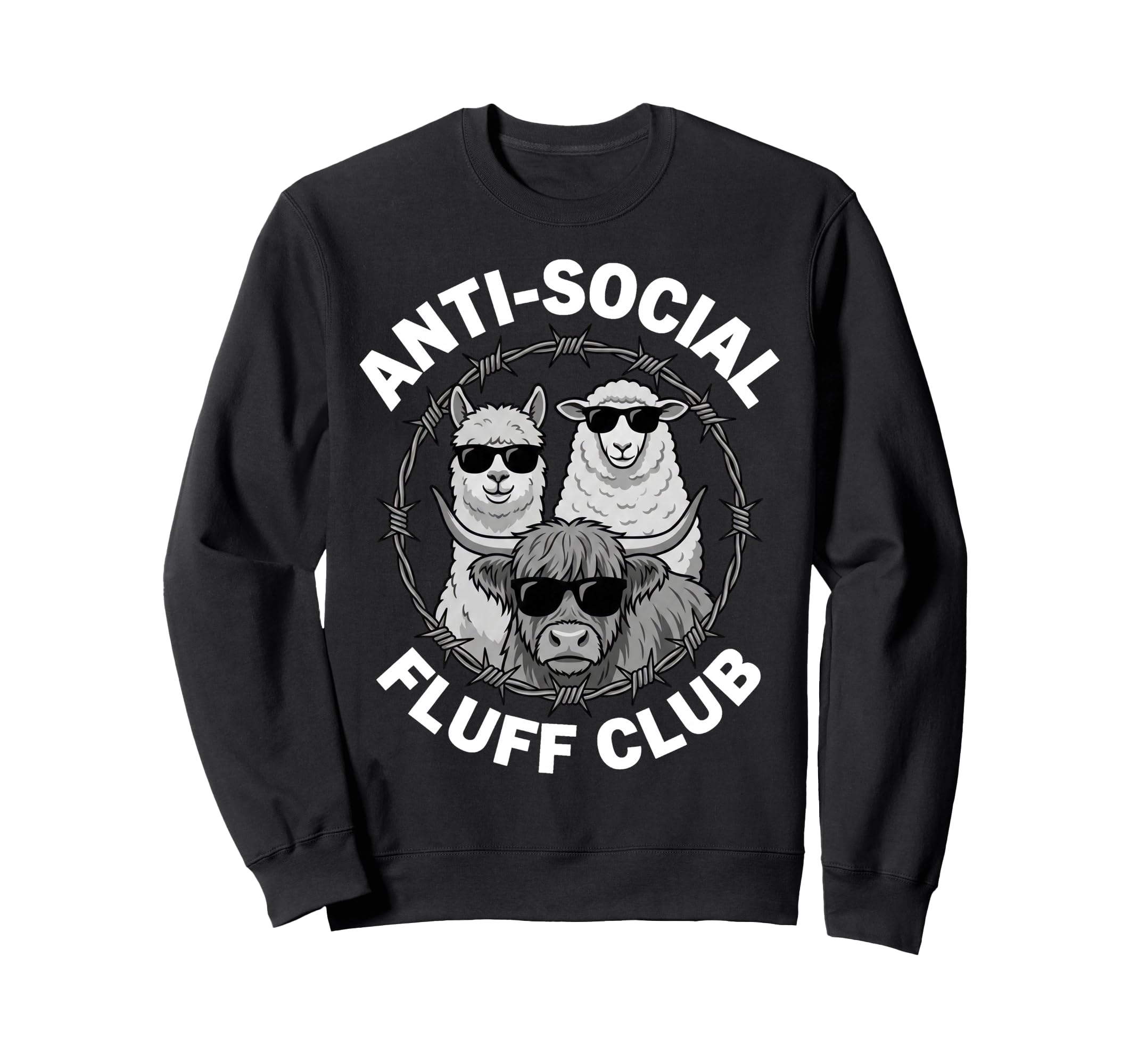 Anti Social Fluff Club Funny Farm Sweatshirt - Minimalist Print for Adults - T-Shirt, Sweatshirt, Hoodie