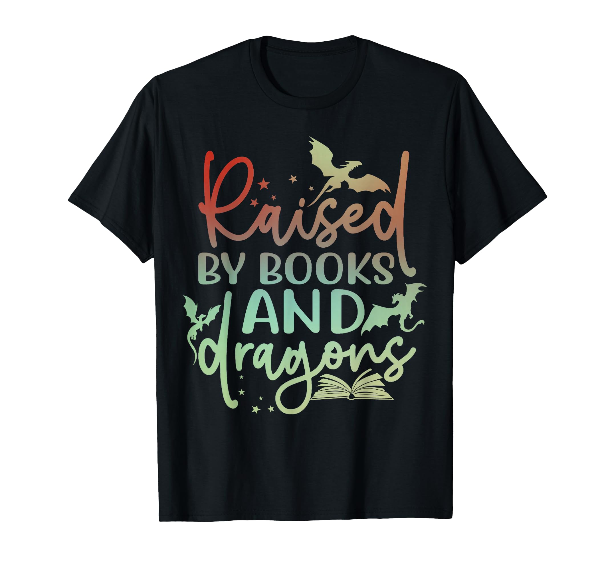 Raised Books And Dragons Fantasy T-Shirt - Aesthetic Graphic for Adults - T-Shirt, Sweatshirt, Hoodie