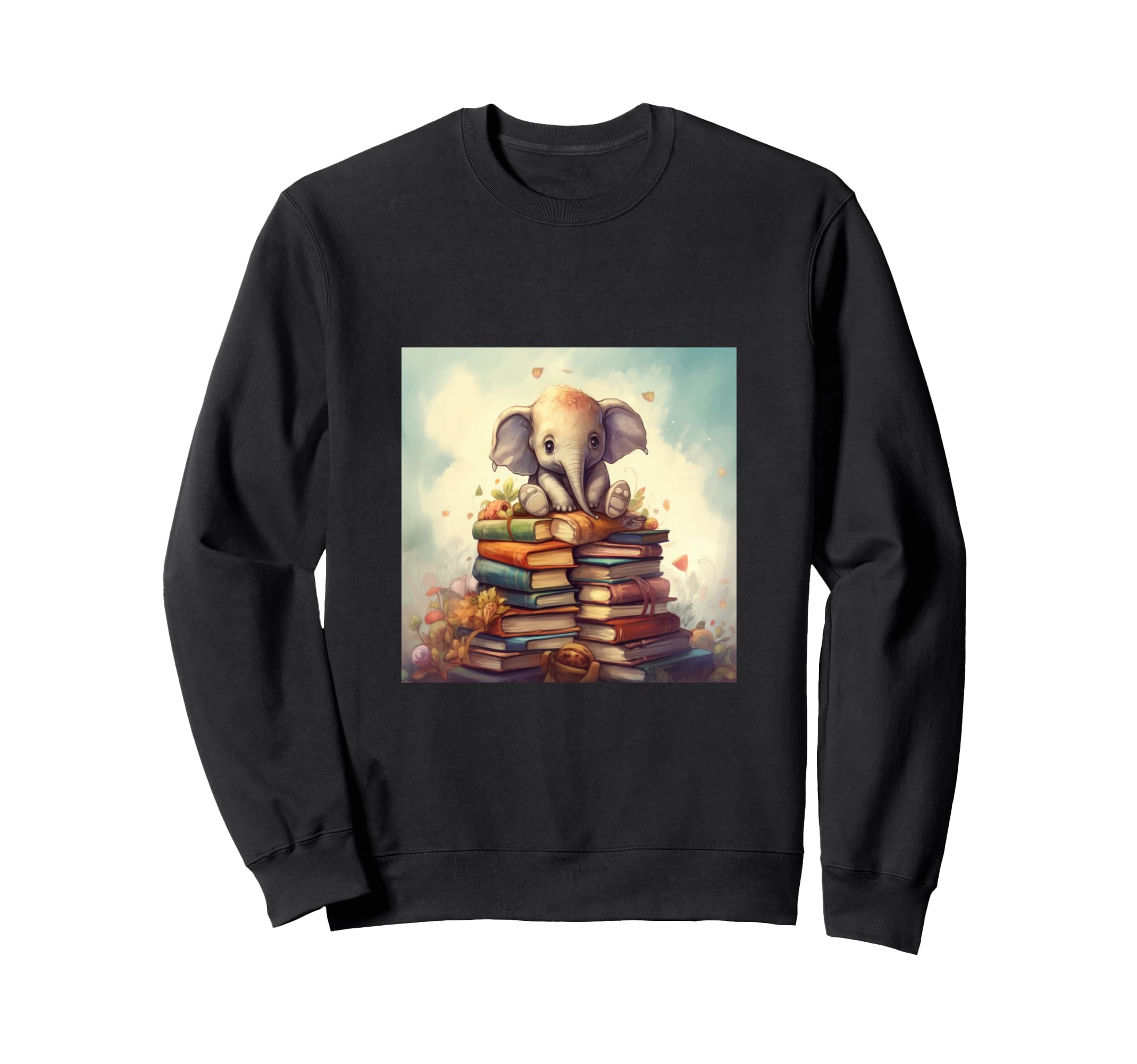 Book Nerd Elephant Reading Book Sweatshirt - Trendy Graphic for Adults - T-Shirt, Sweatshirt, Hoodie