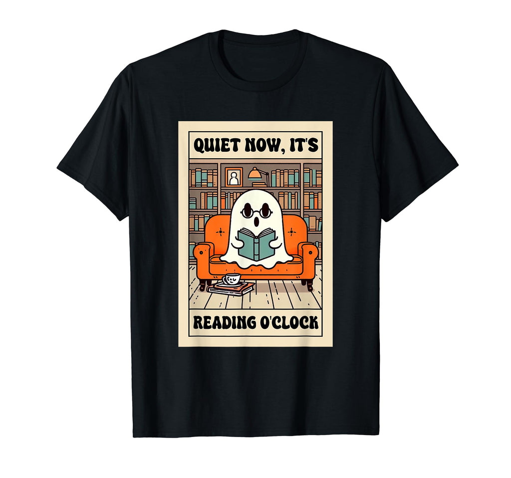 Boo Ghost Reading Bookish Quiet Now Its T-Shirt - Graphic Print for Adults - T-Shirt, Sweatshirt, Hoodie
