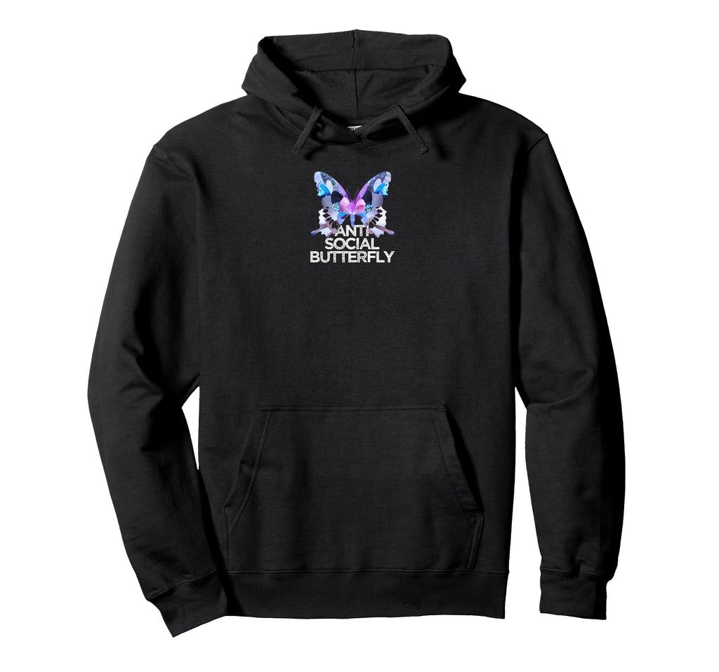 Funny Anti Social Butterfly Collage Hoodie - Novelty Apparel for Adults - T-Shirt, Sweatshirt, Hoodie