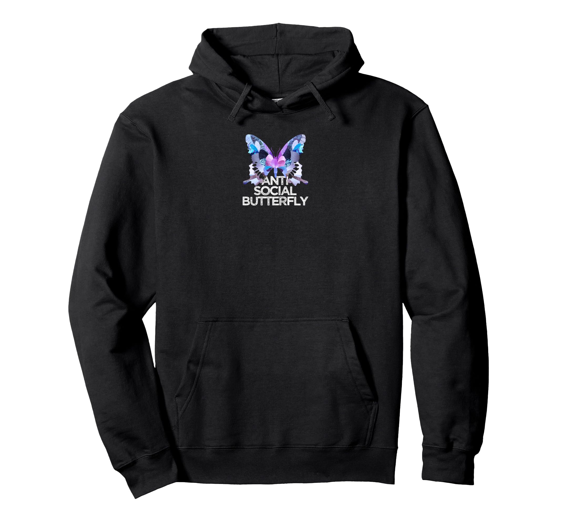 Funny Anti Social Butterfly Collage Hoodie - Novelty Apparel for Adults - T-Shirt, Sweatshirt, Hoodie