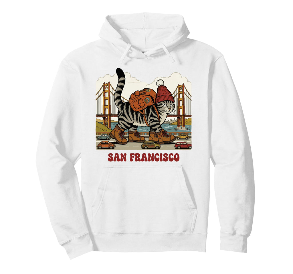 San Francisco Cat Golden Gates Hoodie - Casual Everyday Wear for Adults - T-Shirt, Sweatshirt, Hoodie