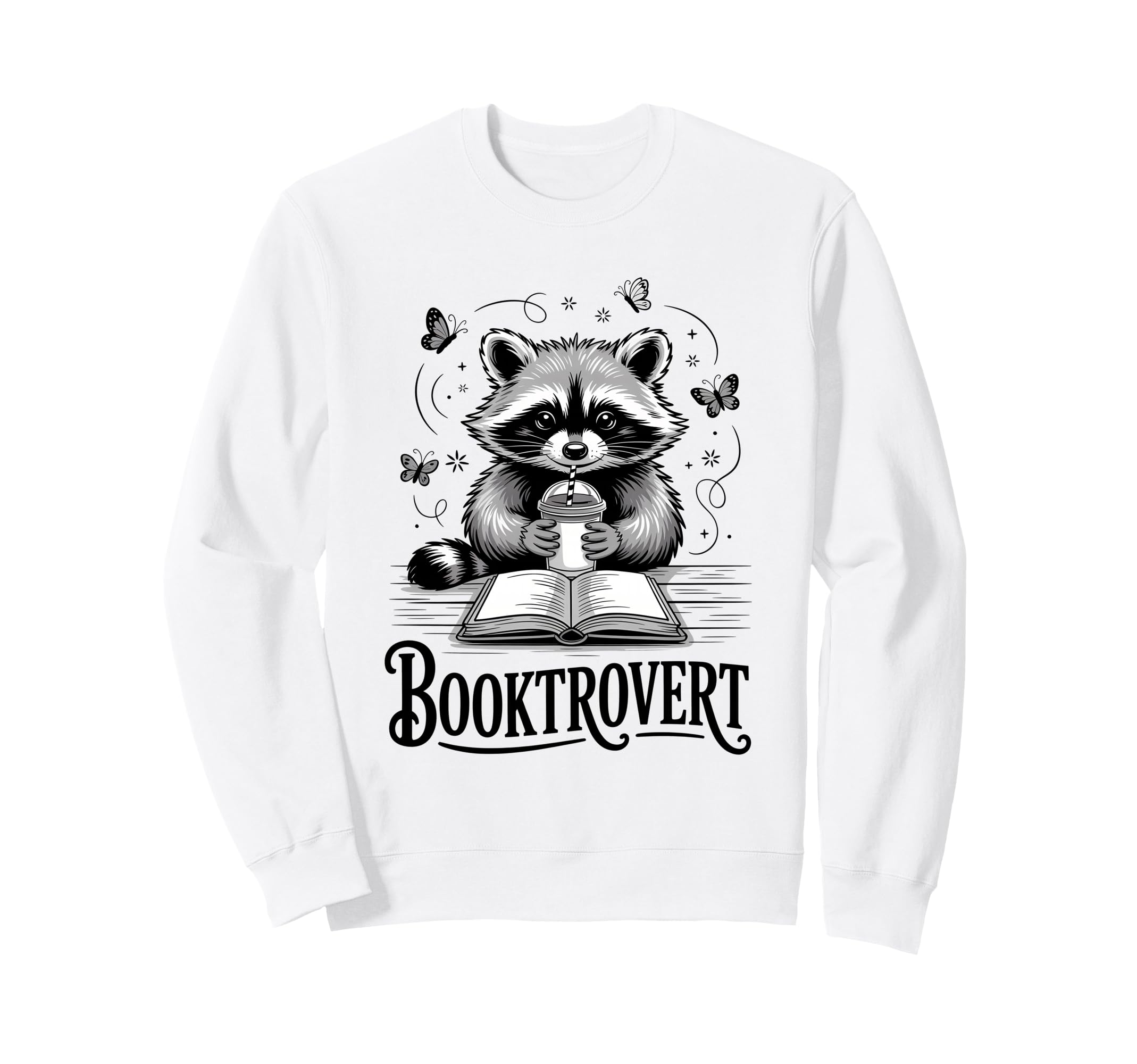 Booktrovert Raccoon Reading Sweatshirt - Casual Everyday Wear Men Women - T-Shirt, Sweatshirt, Hoodie