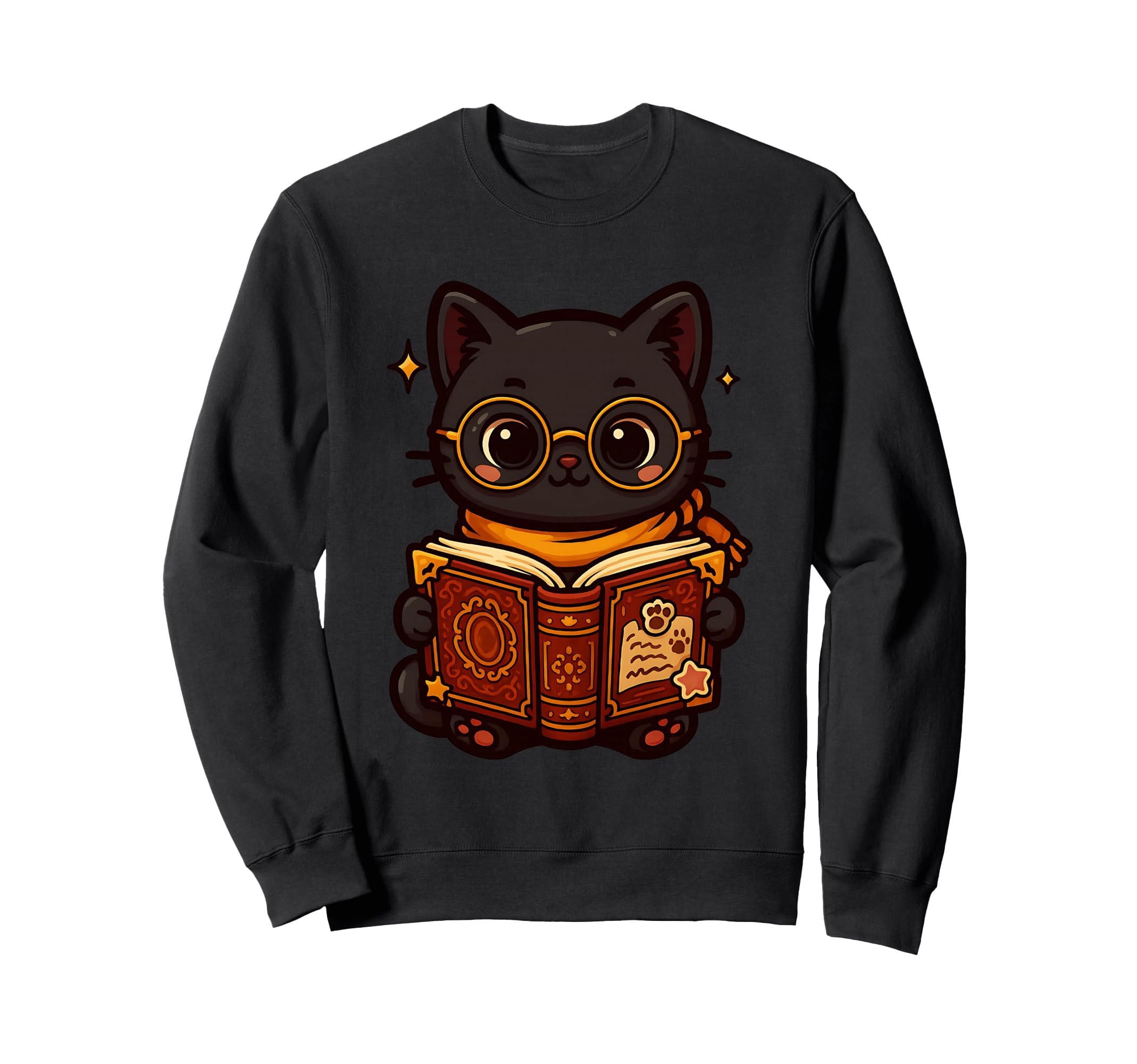 Cat Reading Book Nerd Kitty Bookworm Sweatshirt - Minimalist Print Unisex - T-Shirt, Sweatshirt, Hoodie
