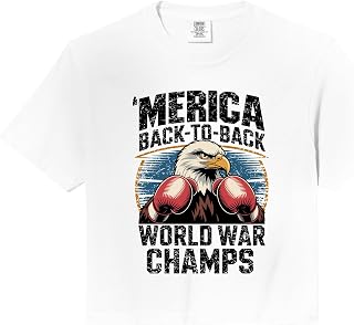 Merica Back-to-Back World War Champs, Memorial 4th of July Comfort Colors Crop Top Unisex T-shirt, Sweatshirt, Hoodie, Long Sleeve Tee - T-Shirt, Sweatshirt, Hoodie