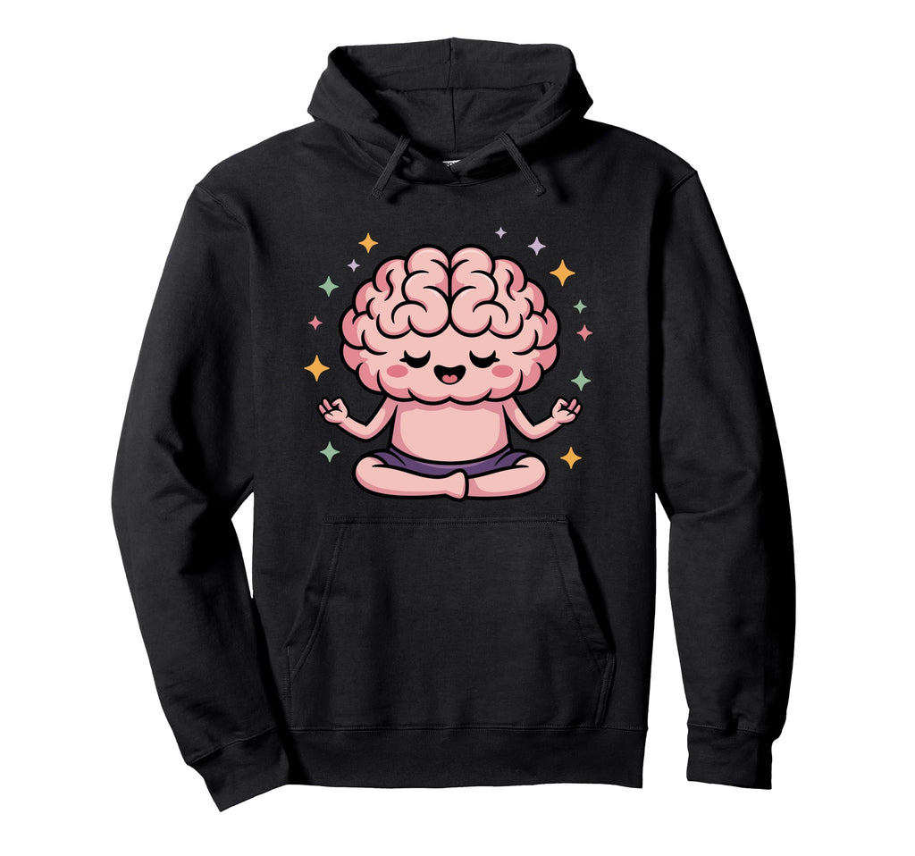 Brain Doing Yoga Funny Mindfulness Hoodie - Aesthetic Graphic Unisex - T-Shirt, Sweatshirt, Hoodie