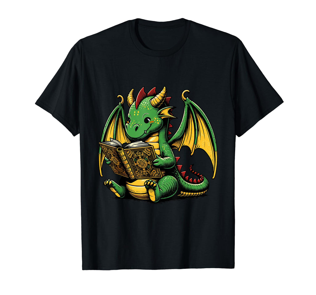 Dragon Reading Book Bookworm Books T-Shirt - Minimalist Print for Adults - T-Shirt, Sweatshirt, Hoodie