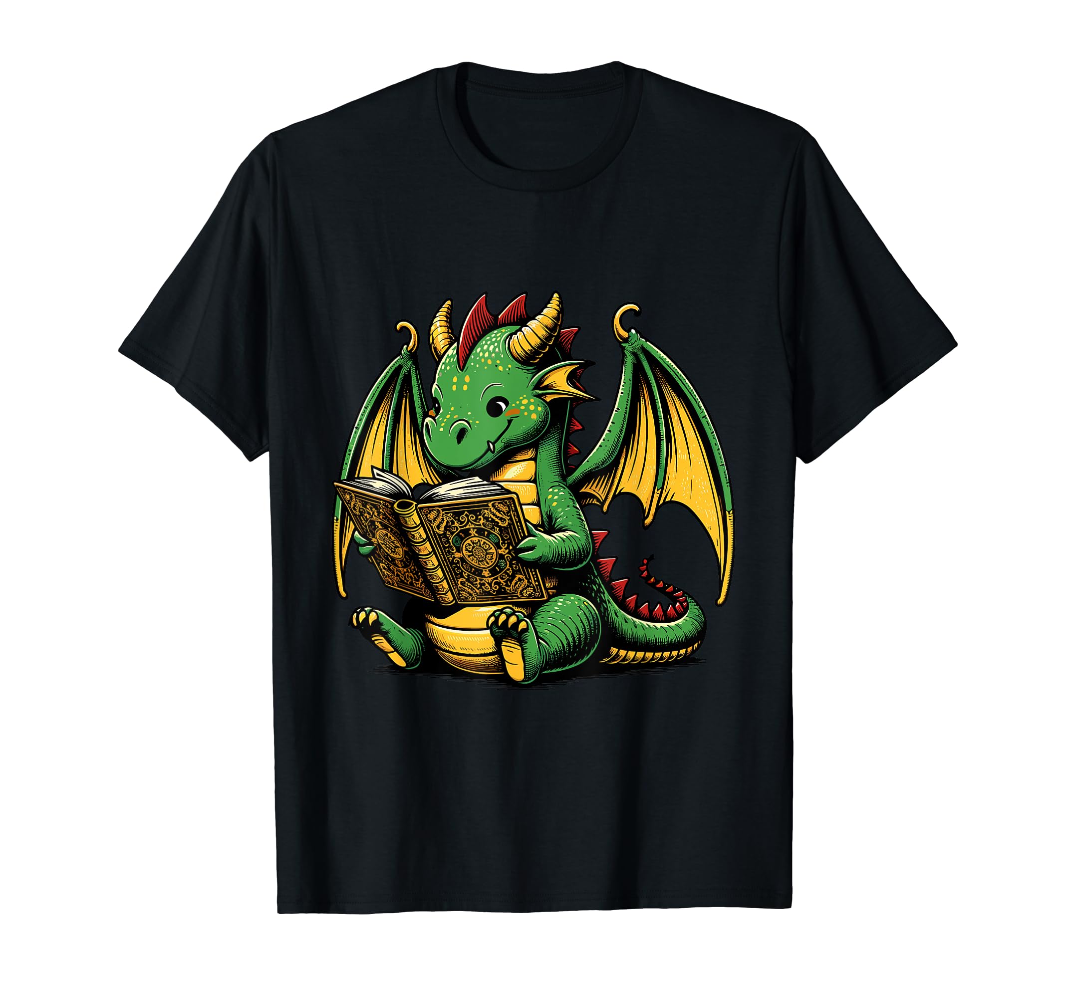 Dragon Reading Book Bookworm Books T-Shirt - Minimalist Print for Adults - T-Shirt, Sweatshirt, Hoodie