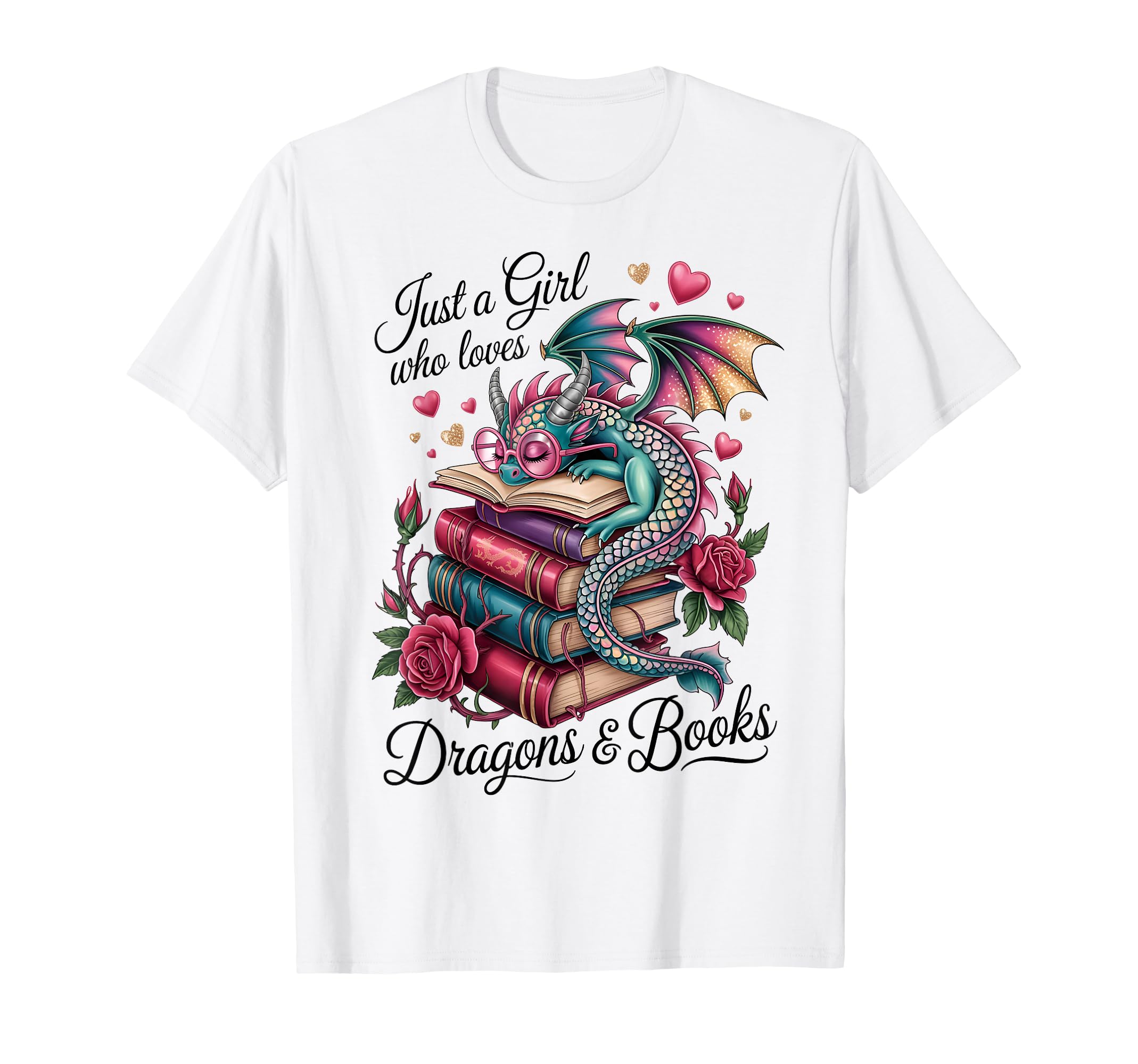 Dragons And Books Dragon Reader Book Lover T-Shirt - Graphic Print Unisex - T-Shirt, Sweatshirt, Hoodie