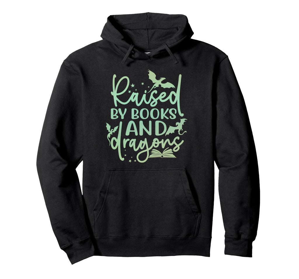 Raised Books And Dragons Fantasy Book Hoodie - Streetwear Style Unisex - T-Shirt, Sweatshirt, Hoodie