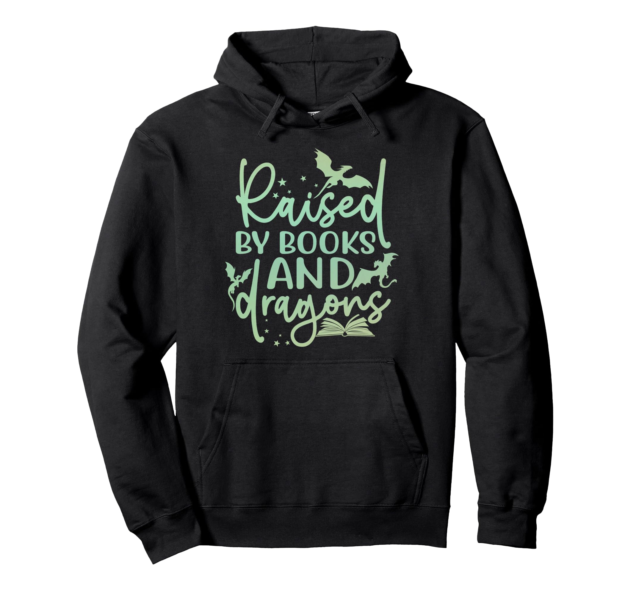 Raised Books And Dragons Fantasy Book Hoodie - Streetwear Style Unisex - T-Shirt, Sweatshirt, Hoodie