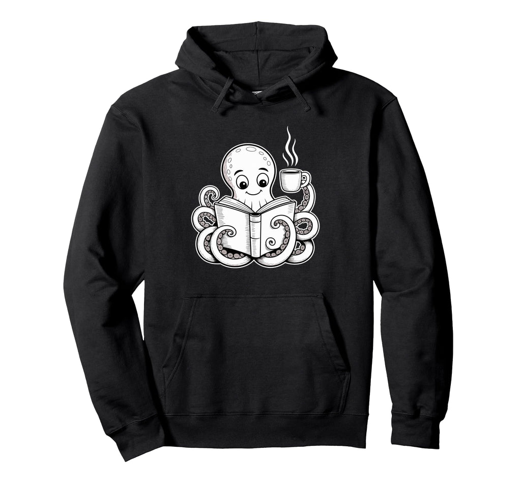 Reading Octopus Book Lover Meme Hoodie - Minimalist Print Men Women - T-Shirt, Sweatshirt, Hoodie