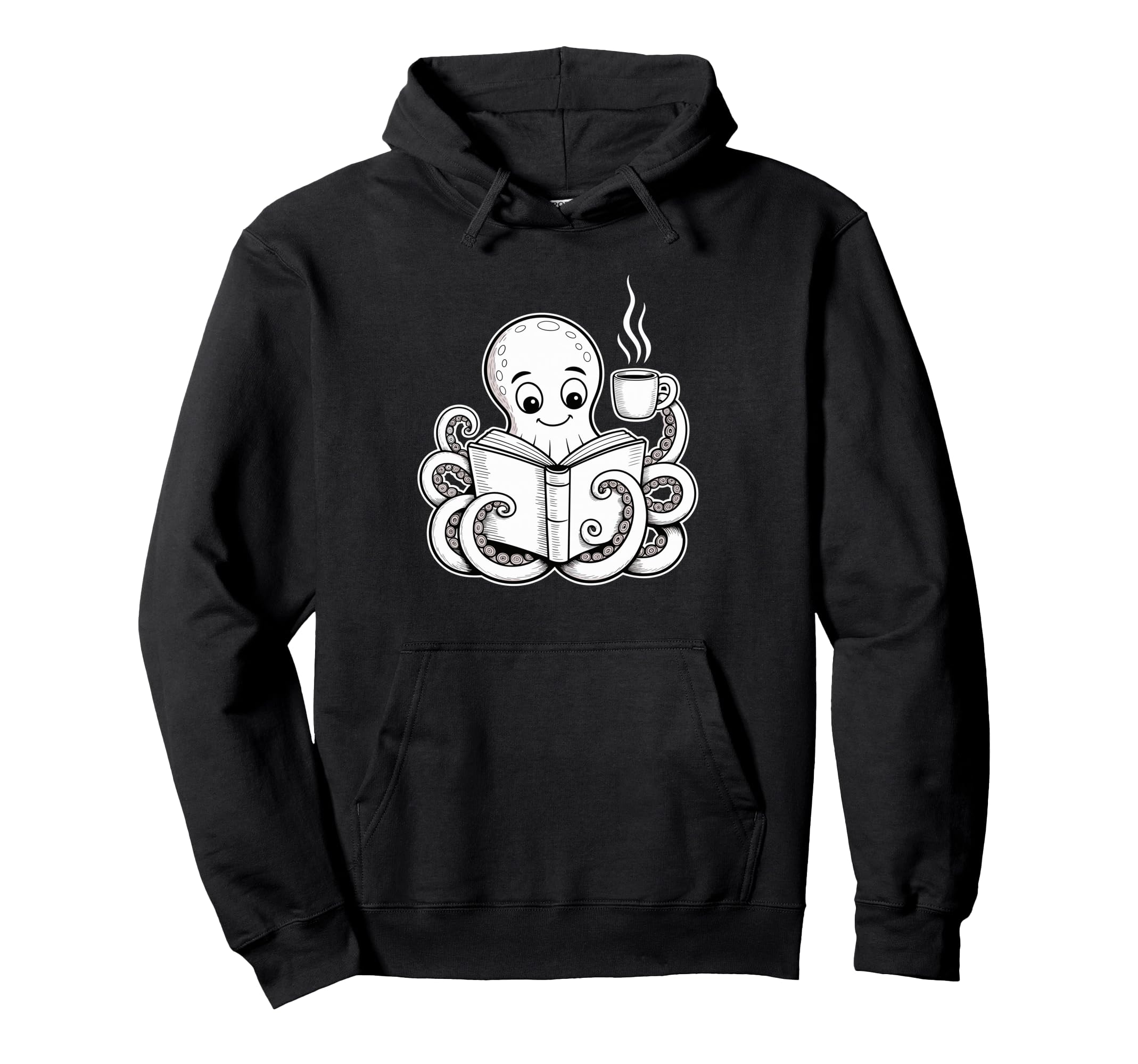 Reading Octopus Book Lover Meme Hoodie - Minimalist Print Men Women - T-Shirt, Sweatshirt, Hoodie