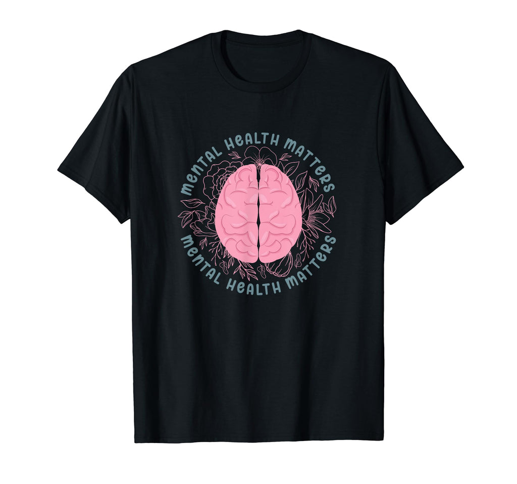 Mental Health Matters Floral Brain T-Shirt - Minimalist Print Unisex - T-Shirt, Sweatshirt, Hoodie