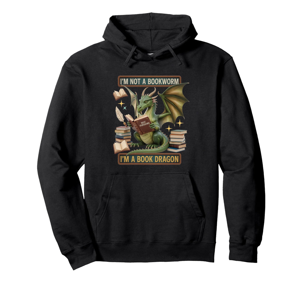 Im Not Bookworm Im Book Dragon Funny Hoodie - Minimalist Print Unisex - T-Shirt, Sweatshirt, Hoodie