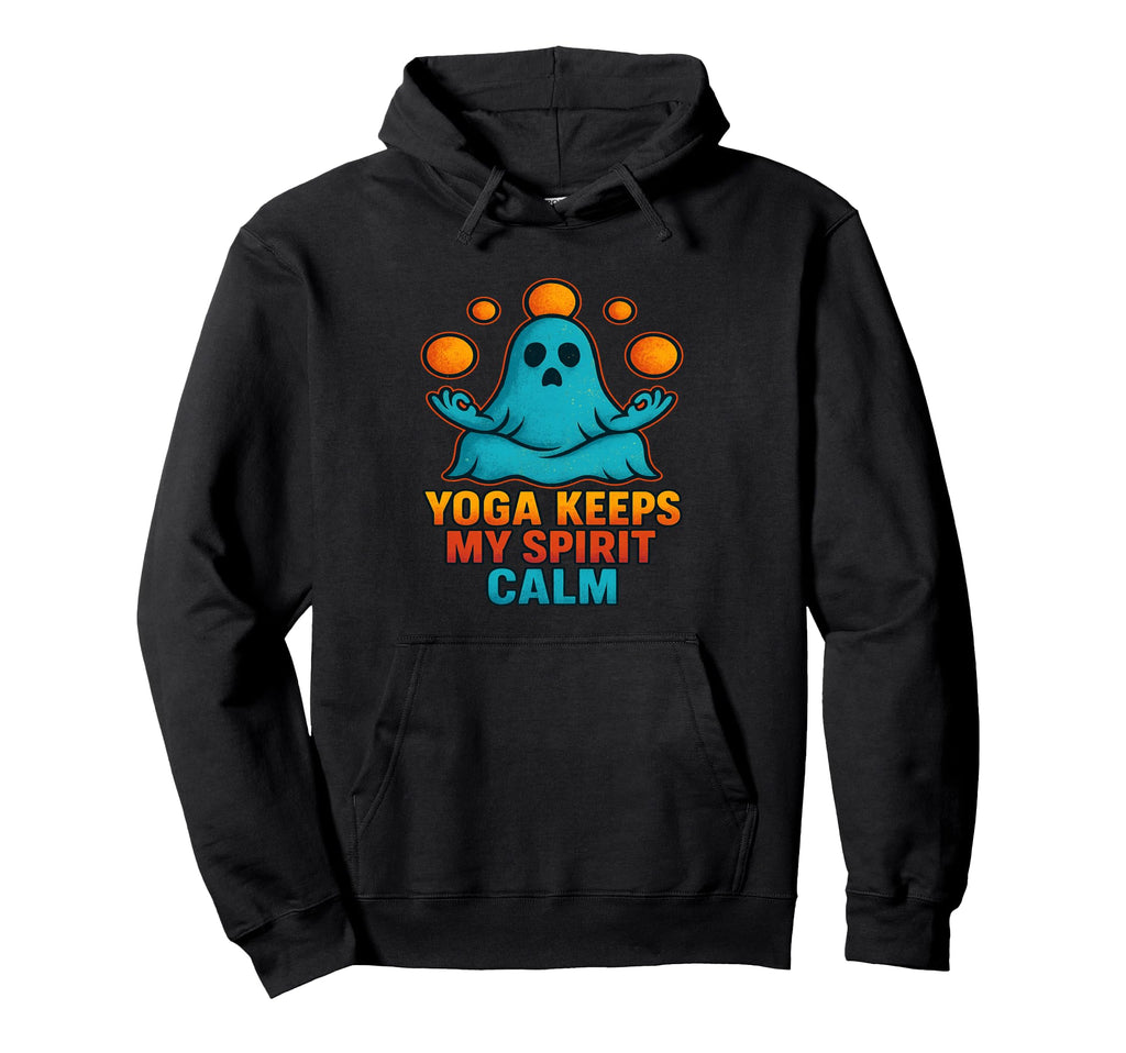 Yoga Spirit Calm Funny Ghost Halloween Hoodie - Minimalist Print Men Women - T-Shirt, Sweatshirt, Hoodie