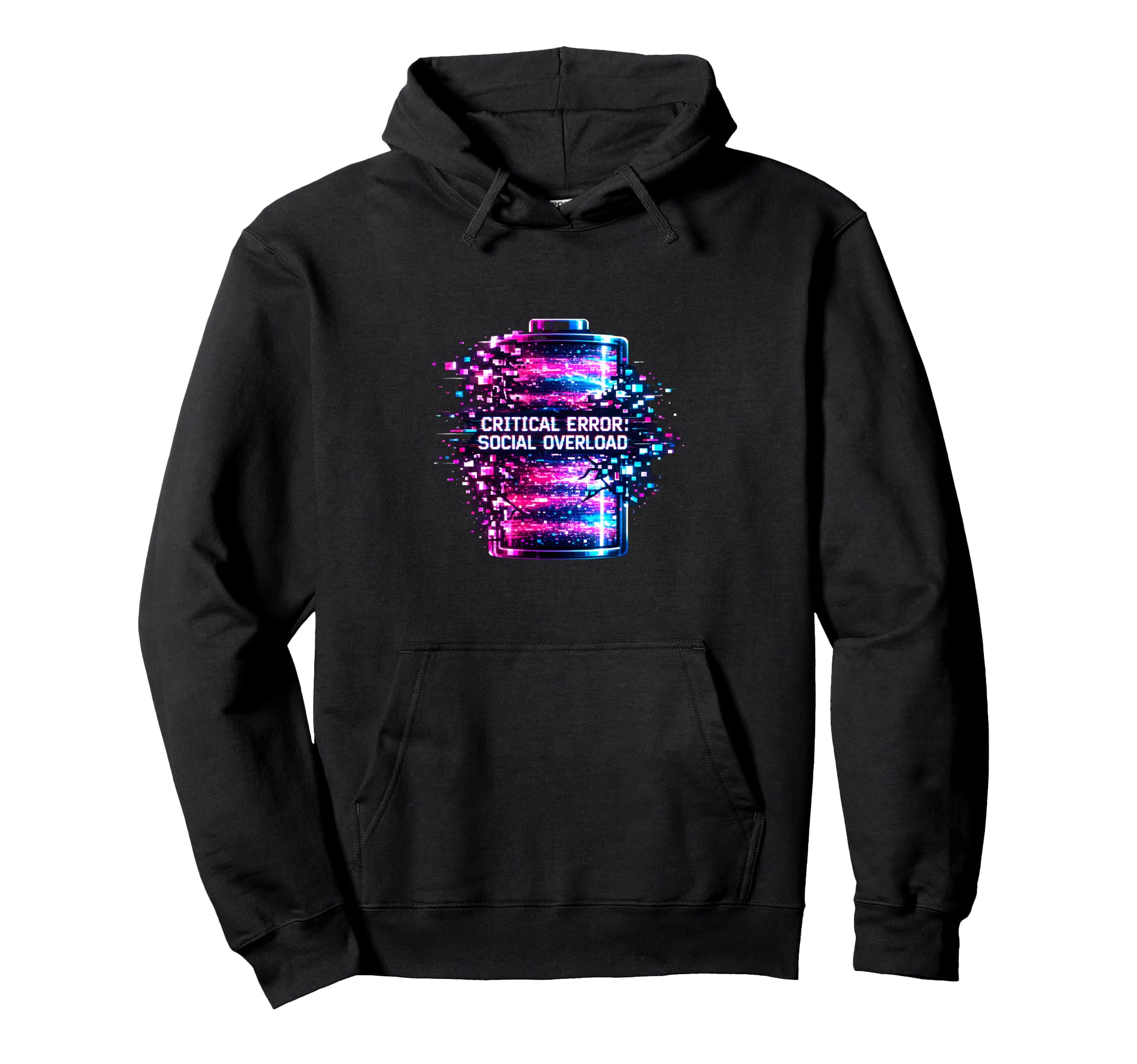 Critical Error Social Overload Battery Hoodie - Novelty Apparel for Adults - T-Shirt, Sweatshirt, Hoodie