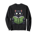 Cat Reading Book Nerd Kitty Bookworm Sweatshirt - Graphic Print for Adults - T-Shirt, Sweatshirt, Hoodie