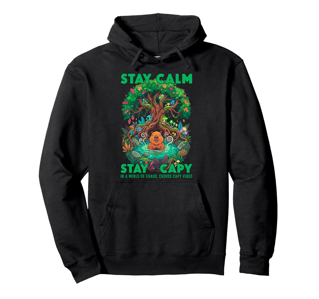 Stay Capy Capybara Zen Forest Hoodie - Casual Everyday Wear Men Women - T-Shirt, Sweatshirt, Hoodie