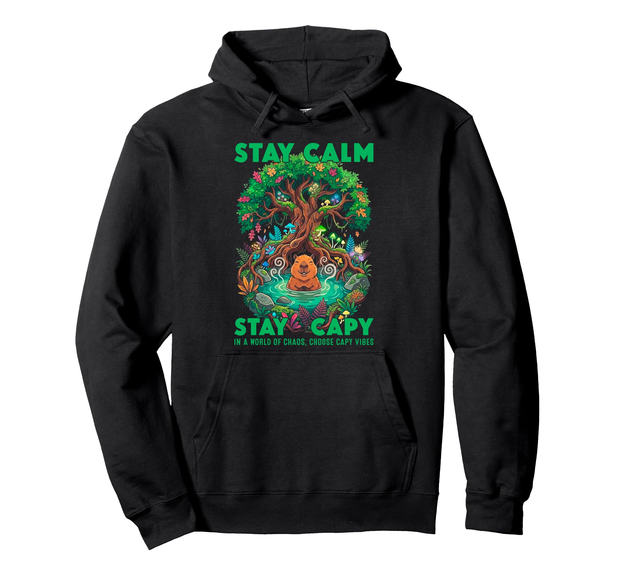 Stay Capy Capybara Zen Forest Hoodie - Casual Everyday Wear Men Women - T-Shirt, Sweatshirt, Hoodie