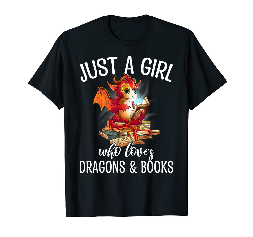 Just Who Loves Dragons And Books T-Shirt - Graphic Print Unisex - T-Shirt, Sweatshirt, Hoodie