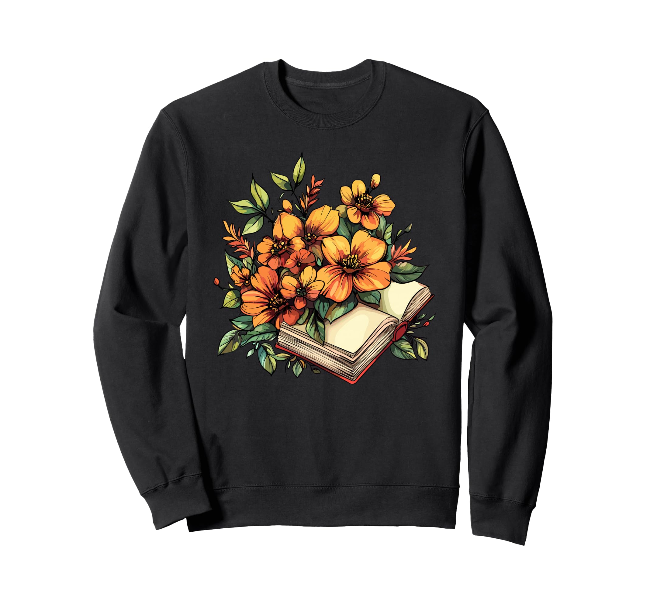 Literary Garden Open Book Orange Sweatshirt - Aesthetic Graphic Men Women - T-Shirt, Sweatshirt, Hoodie