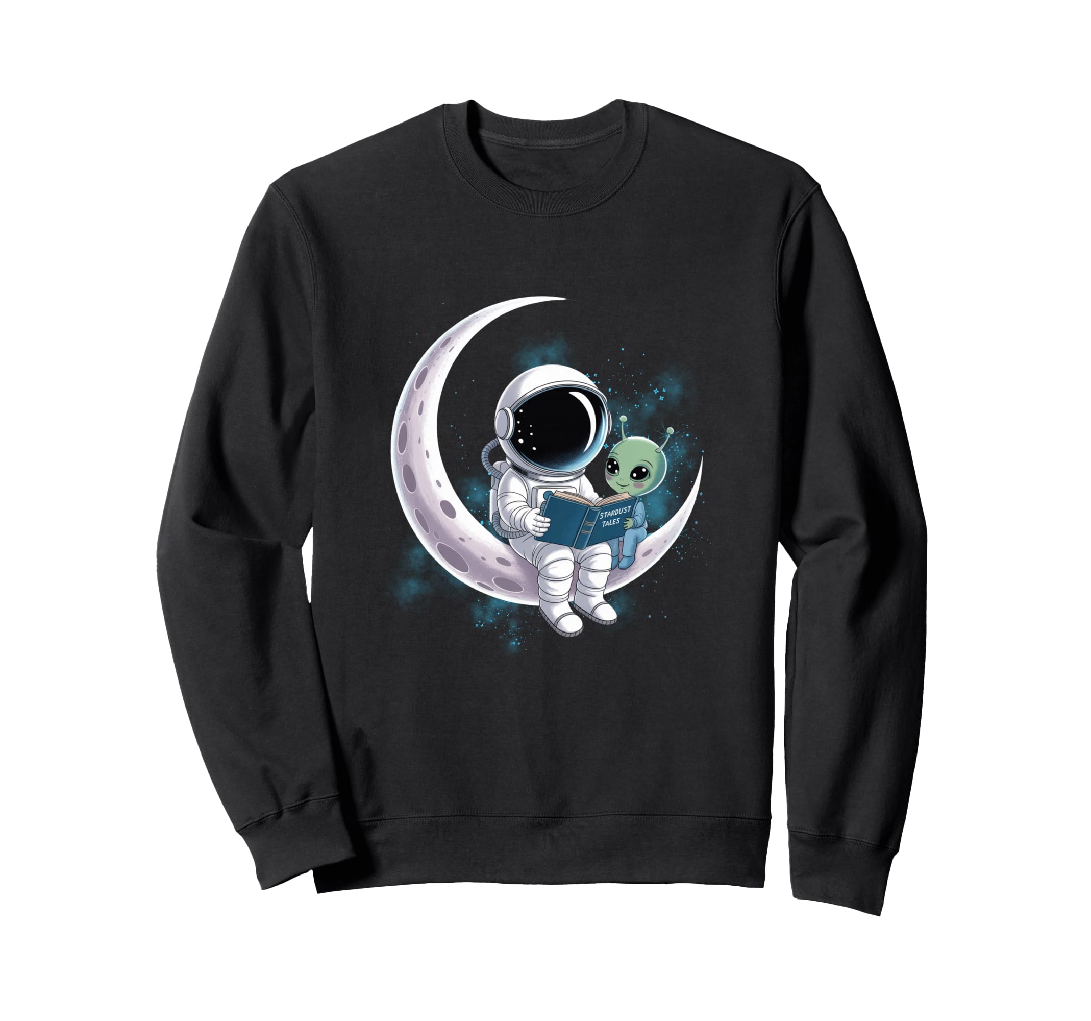 Astronaut Reading Book To Alien Sweatshirt - Aesthetic Graphic for Adults - T-Shirt, Sweatshirt, Hoodie