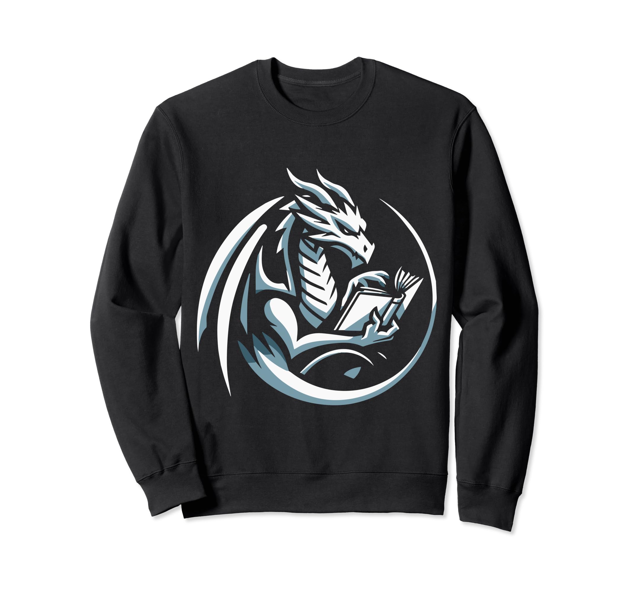 Dragon Reading Book Dragon Sweatshirt - Streetwear Style for Adults - T-Shirt, Sweatshirt, Hoodie