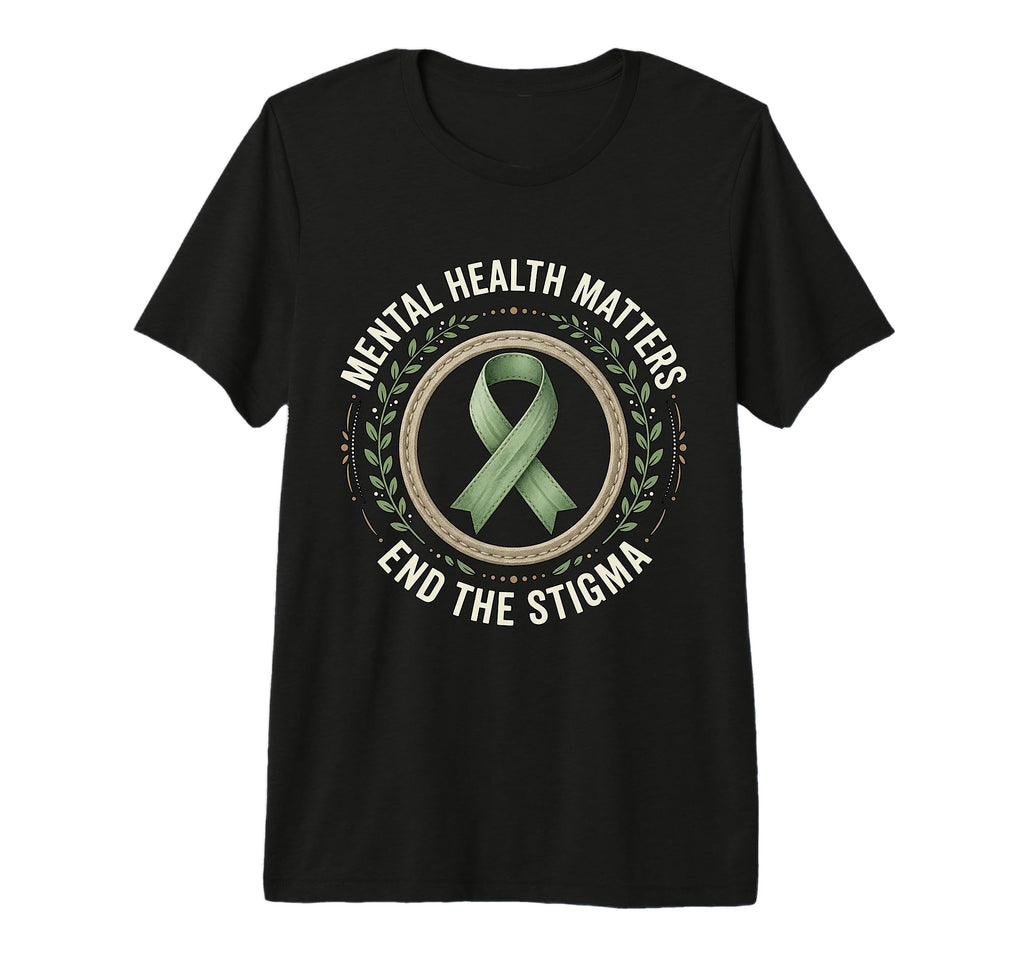 Green Ribbon Awareness Mental Health T-Shirt - Novelty Apparel Unisex - T-Shirt, Sweatshirt, Hoodie