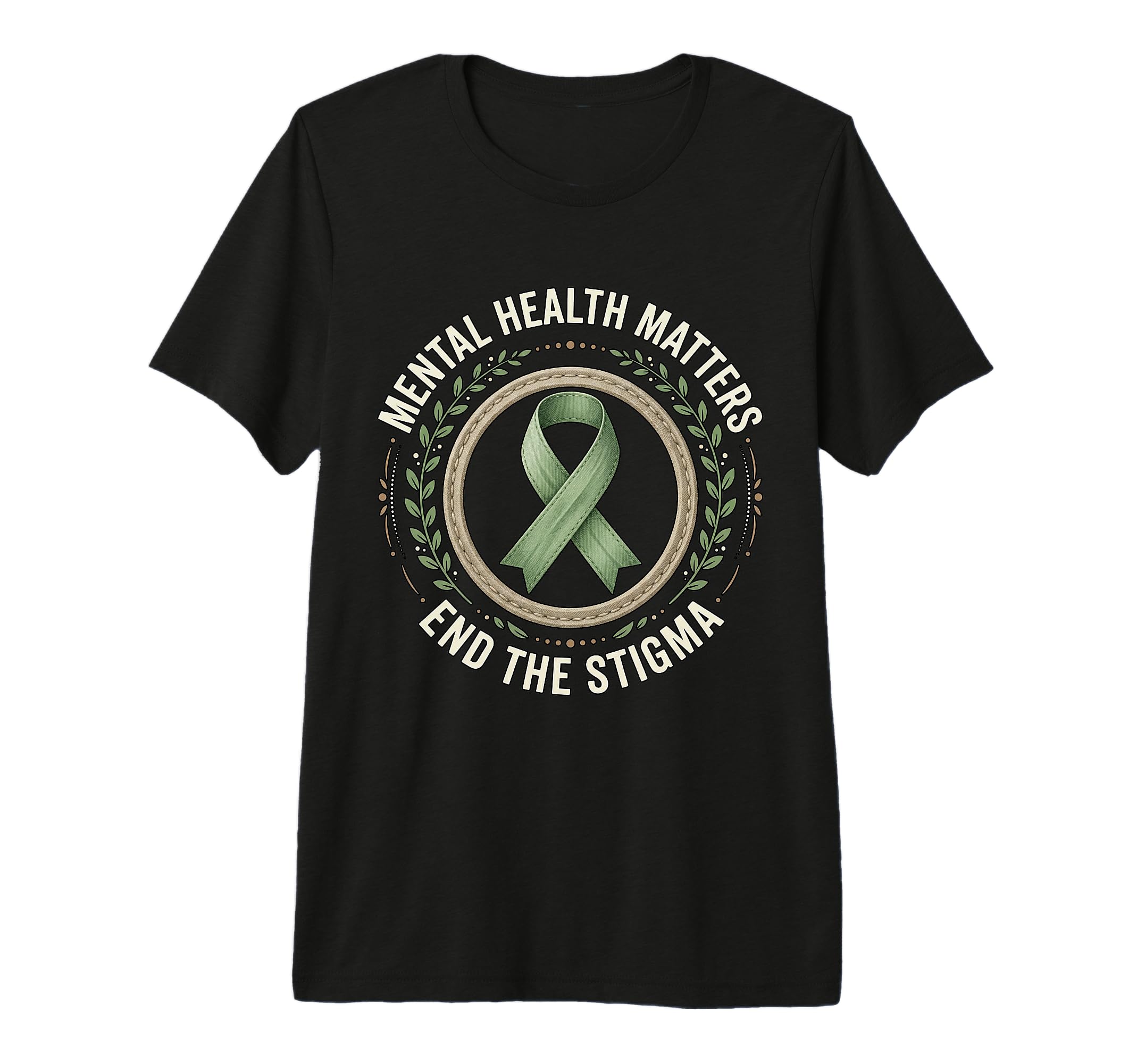 Green Ribbon Awareness Mental Health T-Shirt - Novelty Apparel Unisex - T-Shirt, Sweatshirt, Hoodie