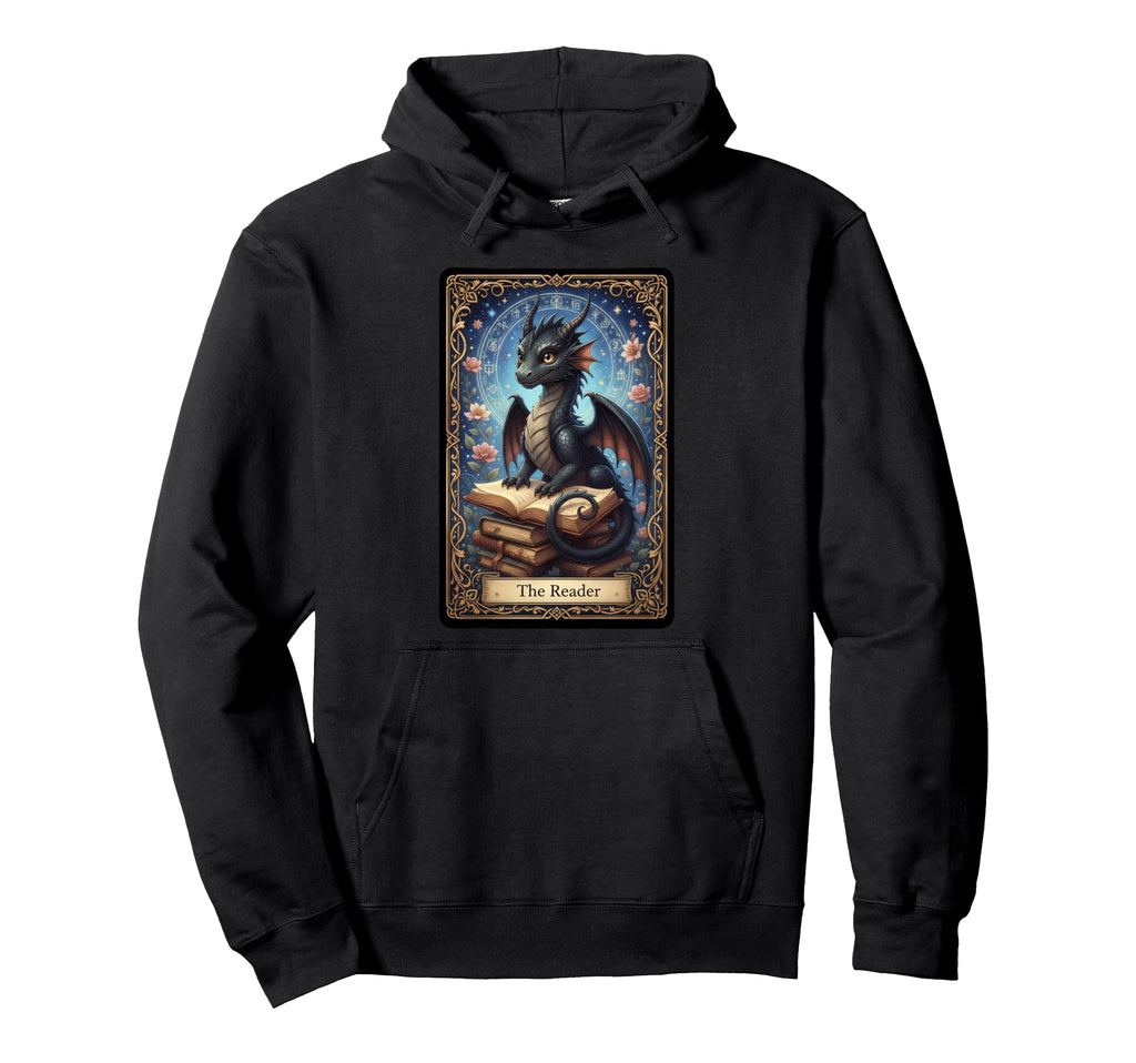 Reader Dragon Fantasy Book Lover Tarot Hoodie - Custom Art Print Unisex - T-Shirt, Sweatshirt, Hoodie