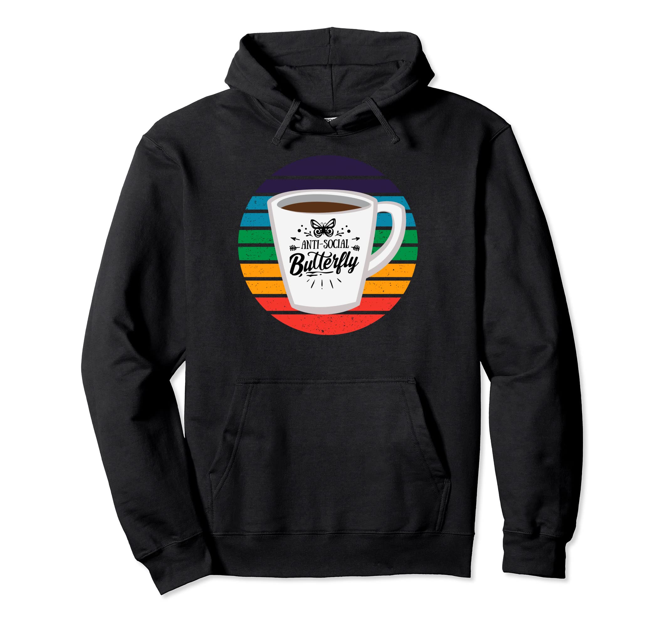 Anti Social Butterfly Coffee Lover Mug And Hoodie - Trendy Graphic Unisex - T-Shirt, Sweatshirt, Hoodie