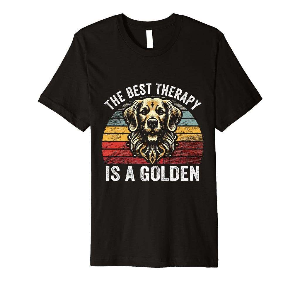 Best Therapy Is Golden Funny Dog T-Shirt - Aesthetic Graphic Unisex - T-Shirt, Sweatshirt, Hoodie