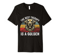Best Therapy Is Golden Funny Dog T-Shirt - Aesthetic Graphic Unisex - T-Shirt, Sweatshirt, Hoodie