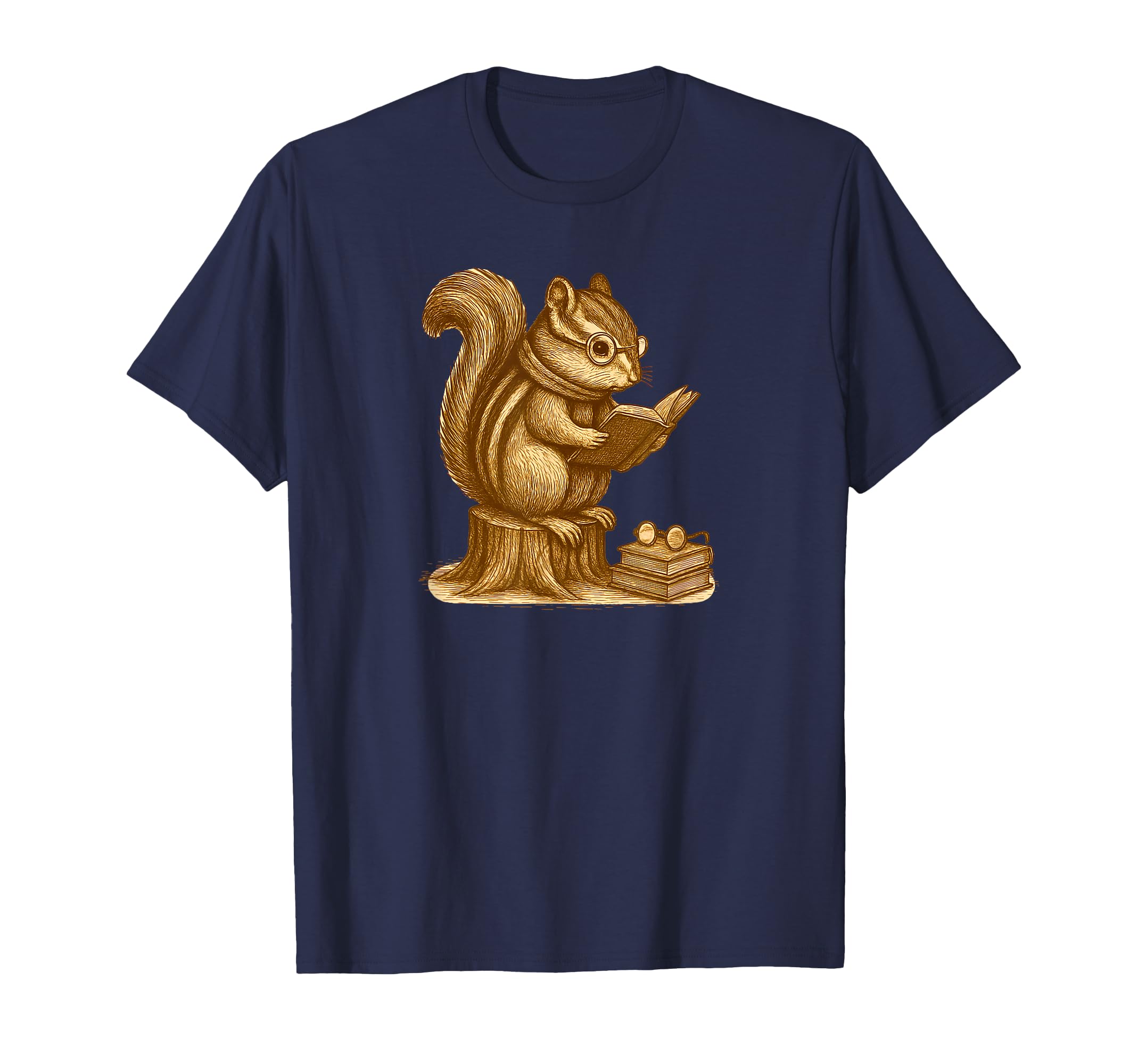 Chipmunk Reading Book T-Shirt - Unique Graphic Unisex - T-Shirt, Sweatshirt, Hoodie