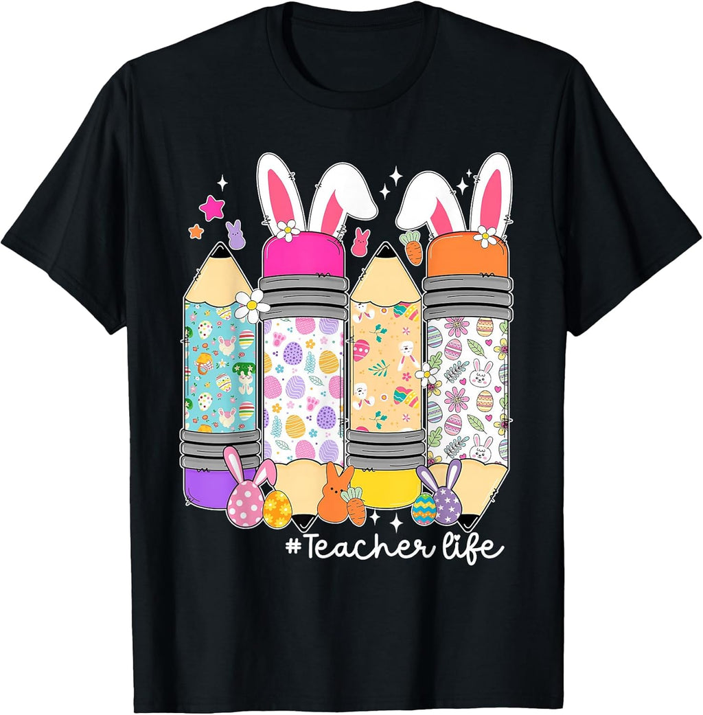 Groovy Teacher Easter Bunny Day Unisex T-shirt, Sweatshirt, Hoodie, Long Sleeve Tee - T-Shirt, Sweatshirt, Hoodie