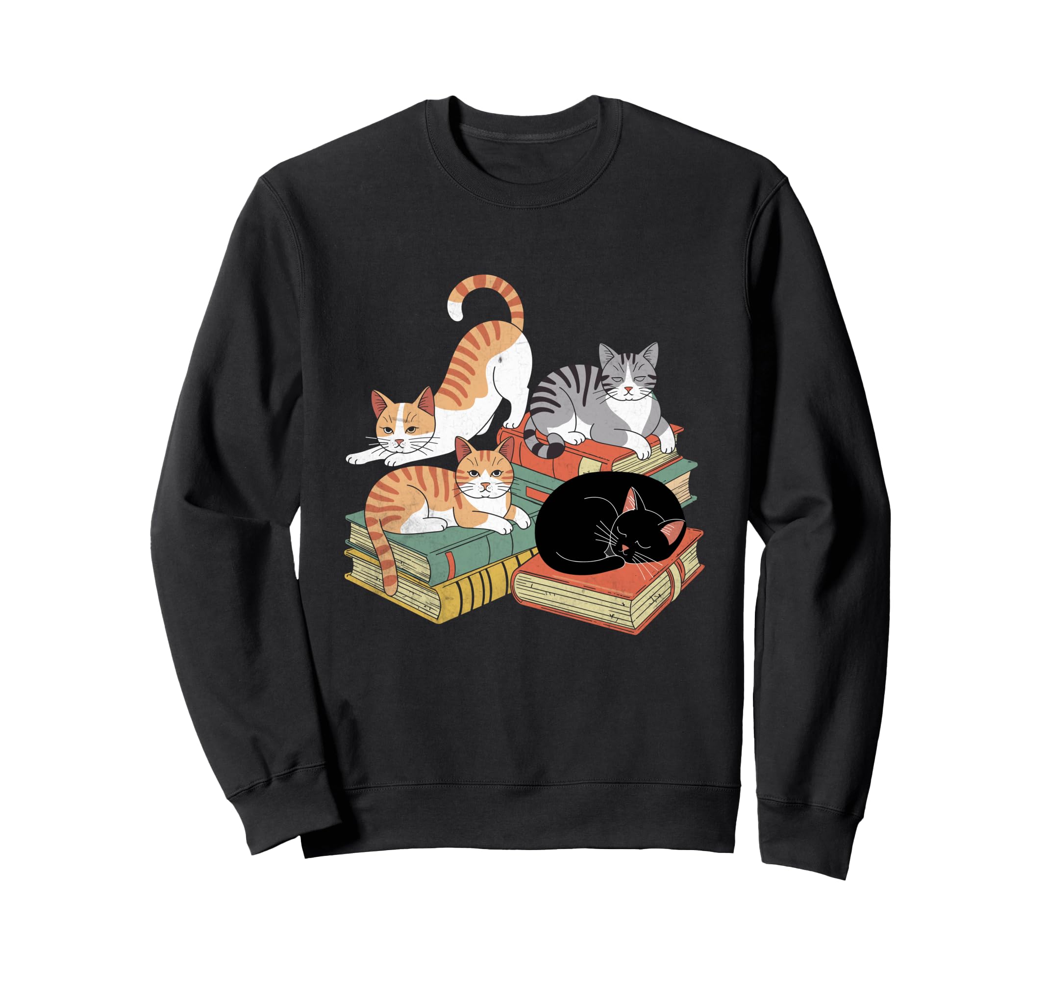 Cats And Books Reading Bookworm Reader Sweatshirt - Unique Graphic Unisex - T-Shirt, Sweatshirt, Hoodie